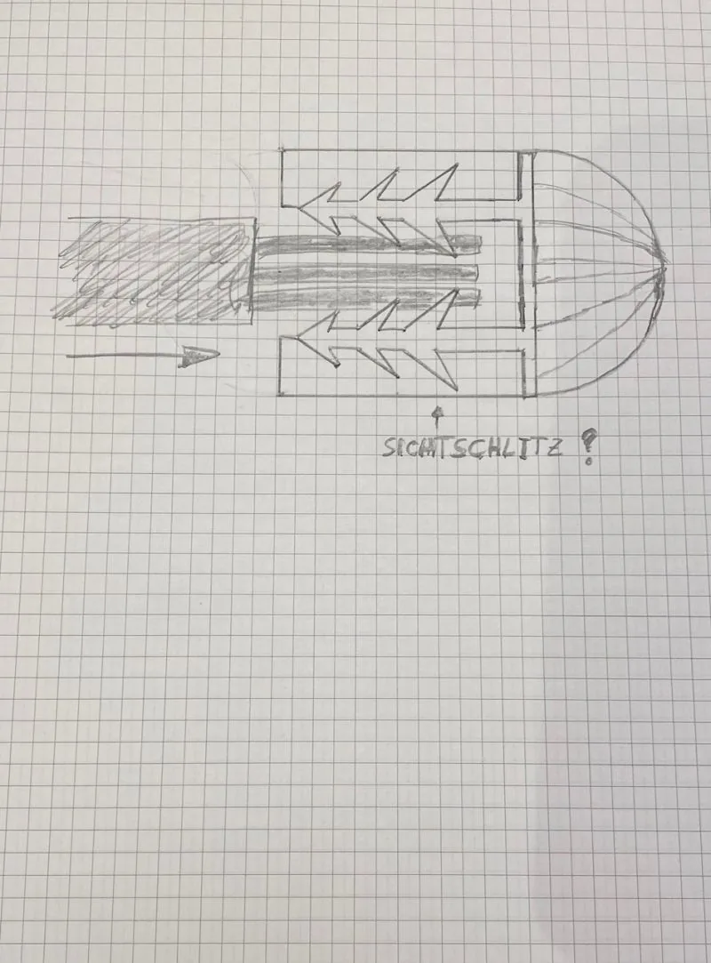 Erste handgezeichnete Skizze der Kappe